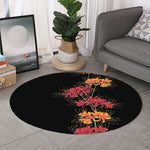 Red And Yellow Japanese Amaryllis Print Round Rug