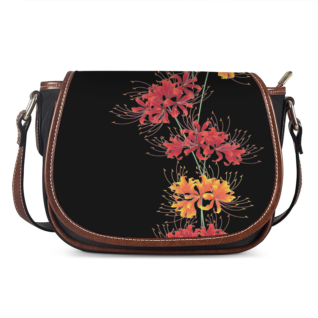 Red And Yellow Japanese Amaryllis Print Saddle Bag