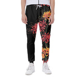 Red And Yellow Japanese Amaryllis Print Scuba Joggers