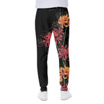 Red And Yellow Japanese Amaryllis Print Scuba Joggers