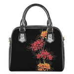 Red And Yellow Japanese Amaryllis Print Shoulder Handbag