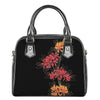 Red And Yellow Japanese Amaryllis Print Shoulder Handbag