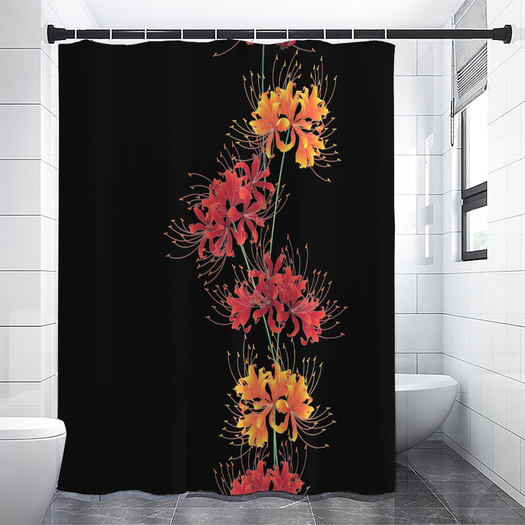 Red And Yellow Japanese Amaryllis Print Shower Curtain