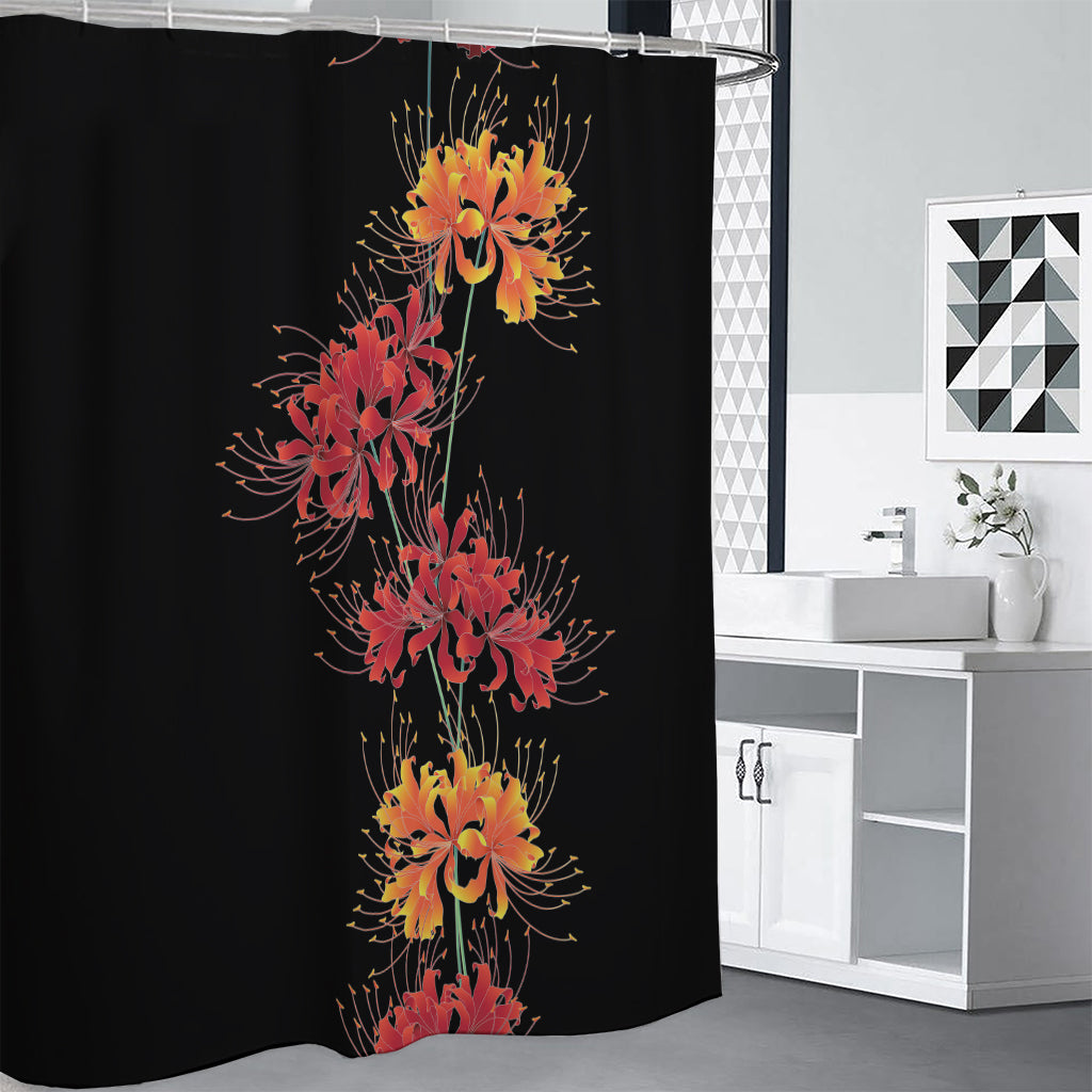Red And Yellow Japanese Amaryllis Print Shower Curtain