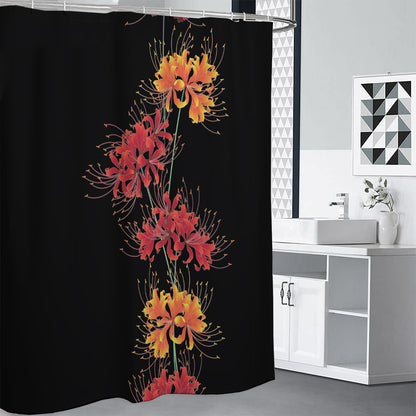 Red And Yellow Japanese Amaryllis Print Shower Curtain