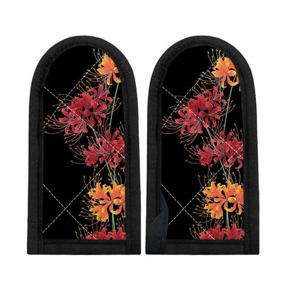 Red And Yellow Japanese Amaryllis Print Skillet Handle Cover