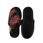 Red And Yellow Japanese Amaryllis Print Slippers