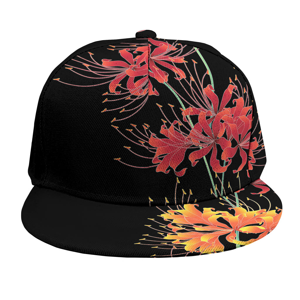 Red And Yellow Japanese Amaryllis Print Snapback Cap