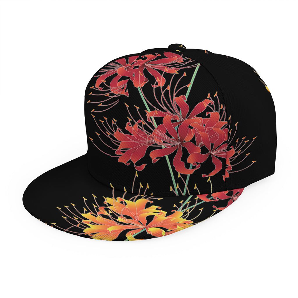 Red And Yellow Japanese Amaryllis Print Snapback Cap