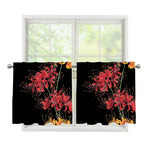 Red And Yellow Japanese Amaryllis Print Tier Curtains