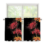 Red And Yellow Japanese Amaryllis Print Tier Curtains