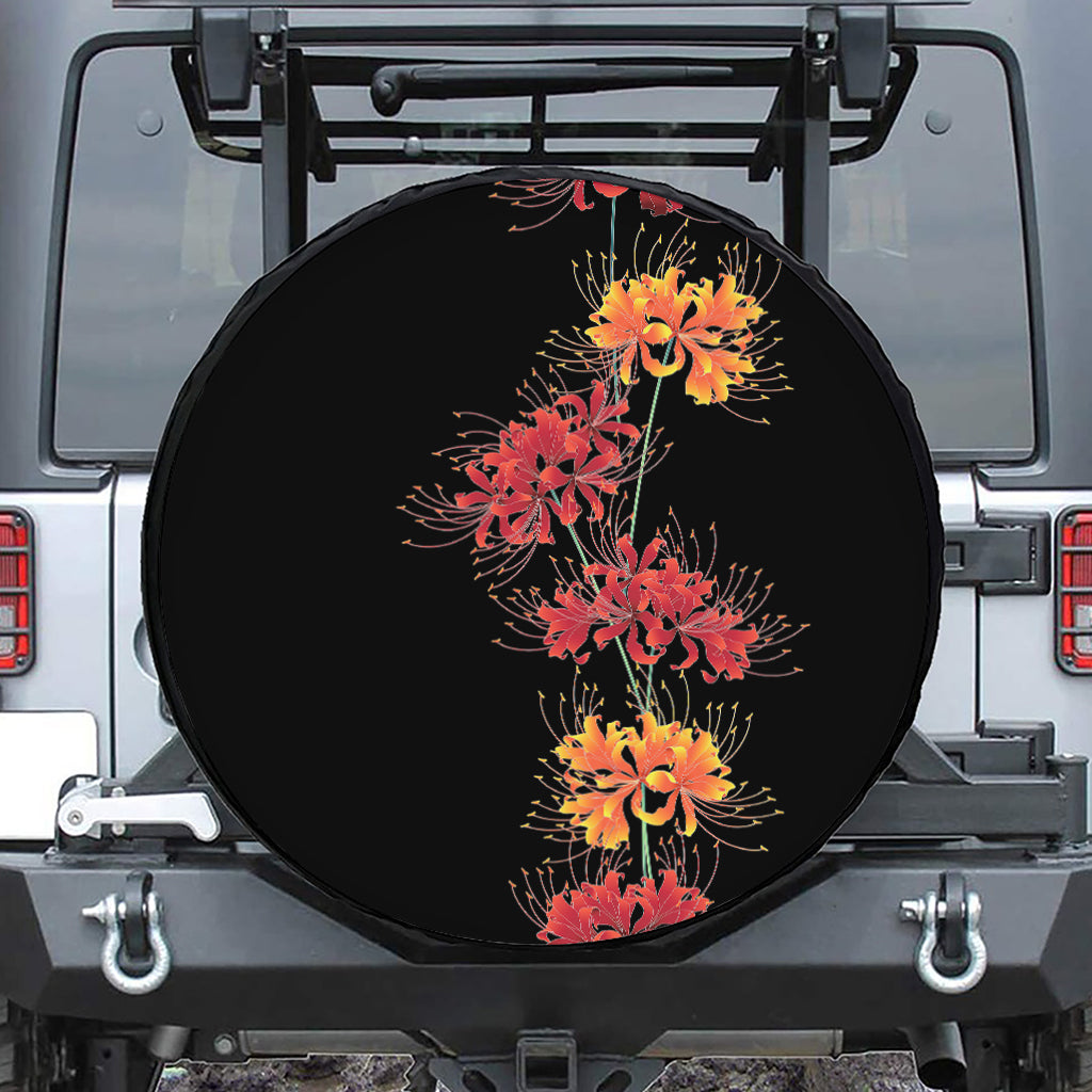 Red And Yellow Japanese Amaryllis Print Tire Cover