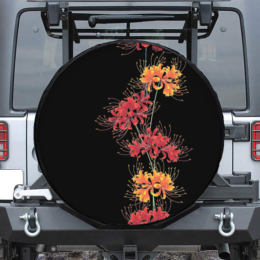 Red And Yellow Japanese Amaryllis Print Tire Cover