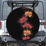 Red And Yellow Japanese Amaryllis Print Tire Cover