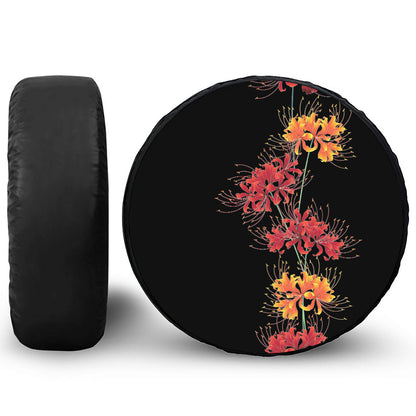 Red And Yellow Japanese Amaryllis Print Tire Cover