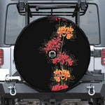 Red And Yellow Japanese Amaryllis Print Tire Cover With Camera Hole