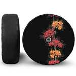 Red And Yellow Japanese Amaryllis Print Tire Cover With Camera Hole