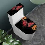 Red And Yellow Japanese Amaryllis Print Toilet Lid And Tank Cover Set