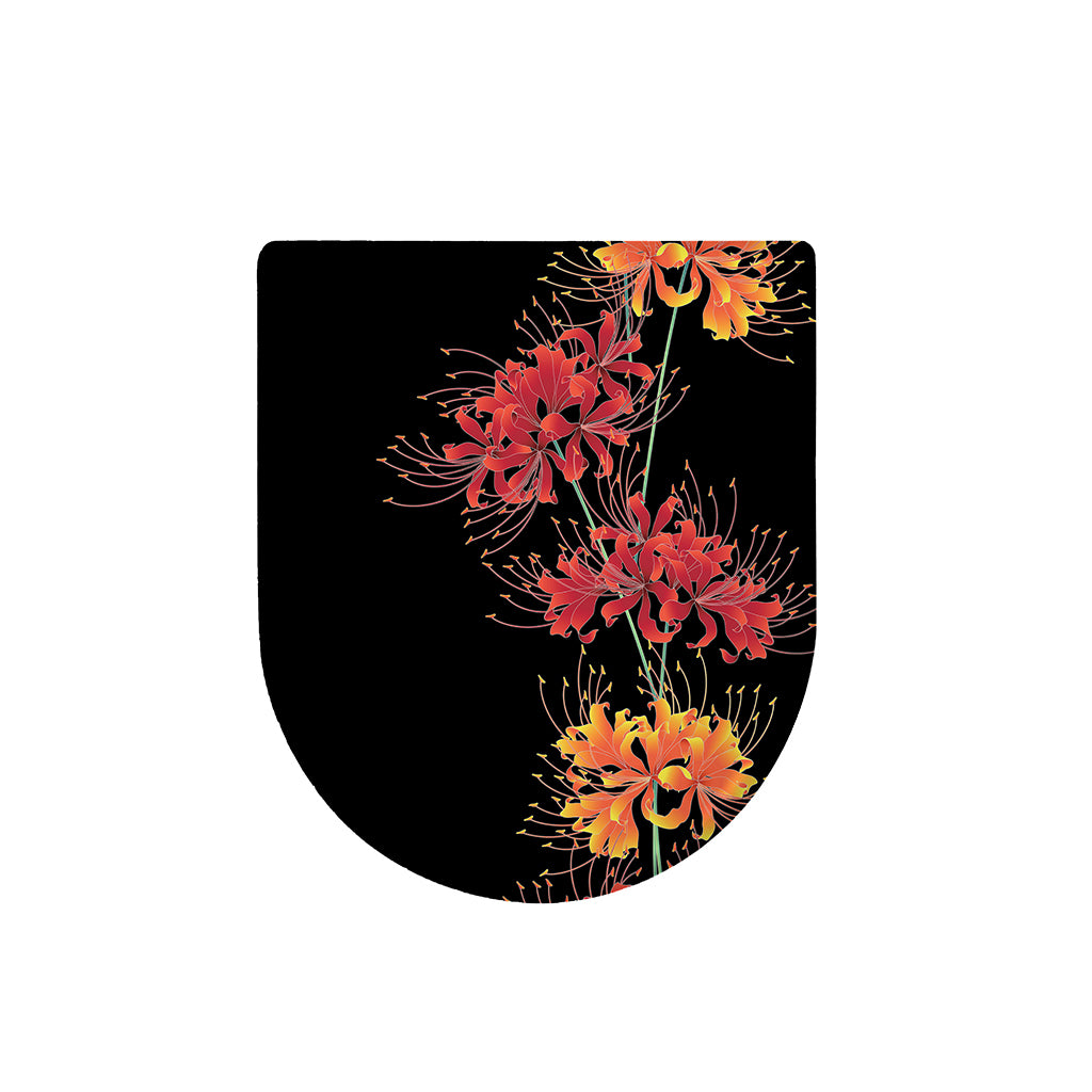 Red And Yellow Japanese Amaryllis Print Toilet Lid Cover