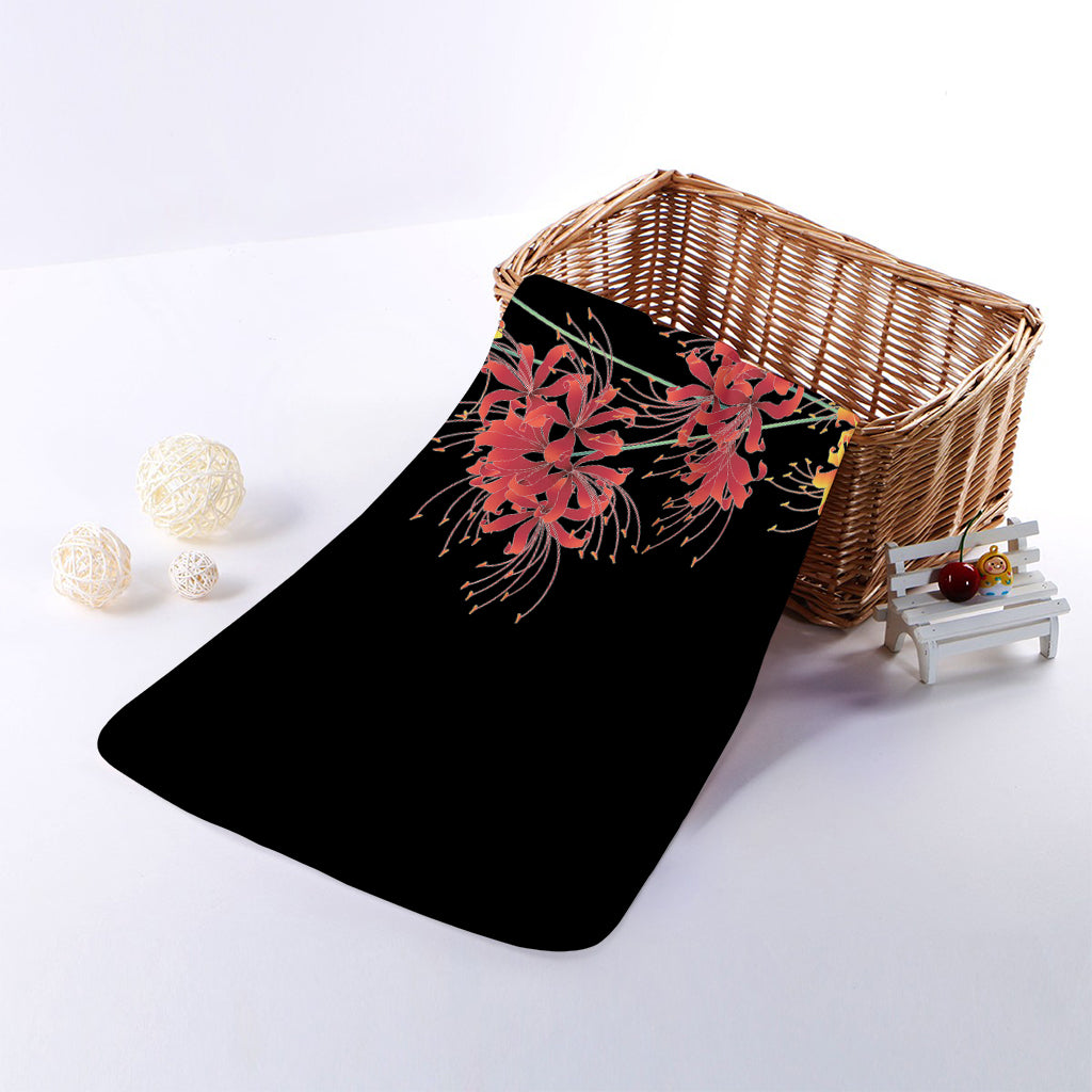 Red And Yellow Japanese Amaryllis Print Towel