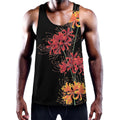 Red And Yellow Japanese Amaryllis Print Men's Workout Tank Top