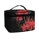 Red And Yellow Japanese Amaryllis Print Travel Makeup Bag