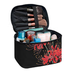 Red And Yellow Japanese Amaryllis Print Travel Makeup Bag