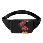 Red And Yellow Japanese Amaryllis Print Waist Bag