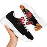 Red And Yellow Japanese Amaryllis Print White Chunky Shoes