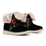 Red And Yellow Japanese Amaryllis Print Winter Boots