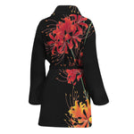 Red And Yellow Japanese Amaryllis Print Women's Bathrobe