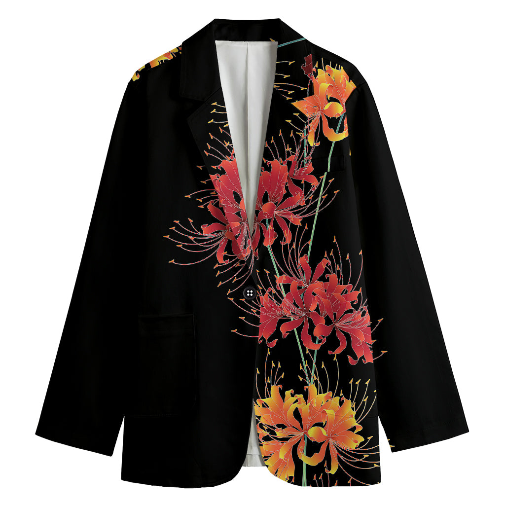 Red And Yellow Japanese Amaryllis Print Women's Blazer