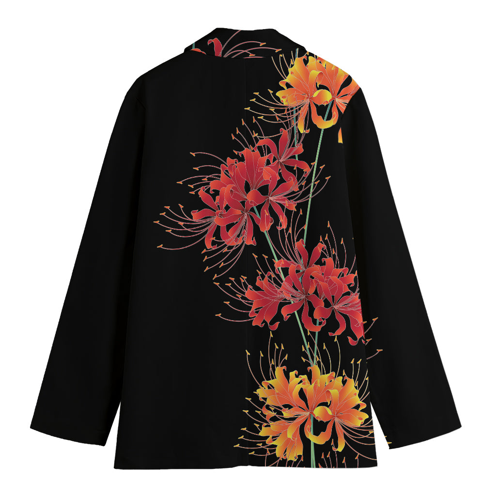 Red And Yellow Japanese Amaryllis Print Women's Blazer