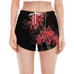 Red And Yellow Japanese Amaryllis Print Women's Split Running Shorts