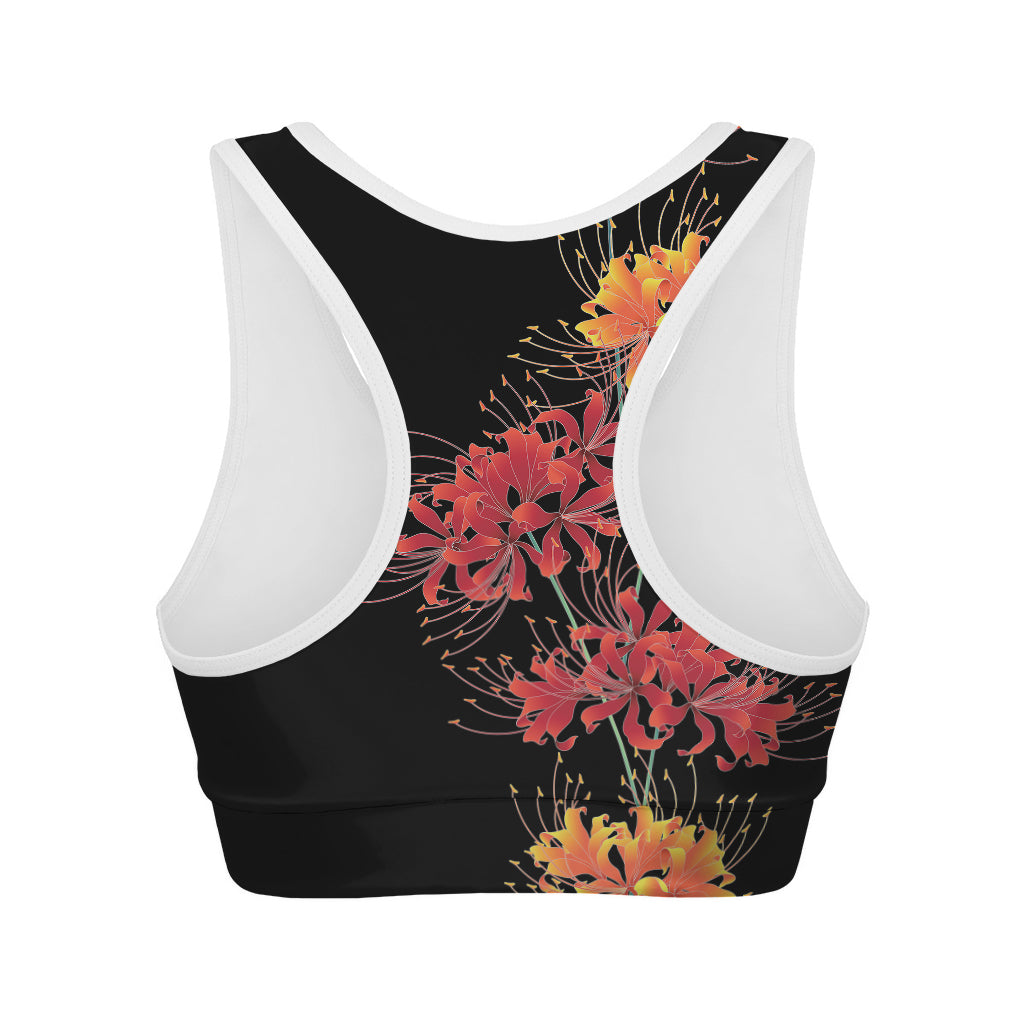 Red And Yellow Japanese Amaryllis Print Women's Sports Bra