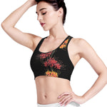 Red And Yellow Japanese Amaryllis Print Women's Sports Bra