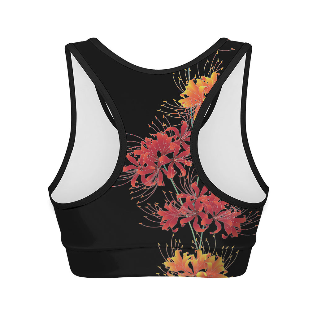 Red And Yellow Japanese Amaryllis Print Women's Sports Bra