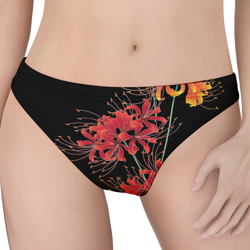 Red And Yellow Japanese Amaryllis Print Women's Thong