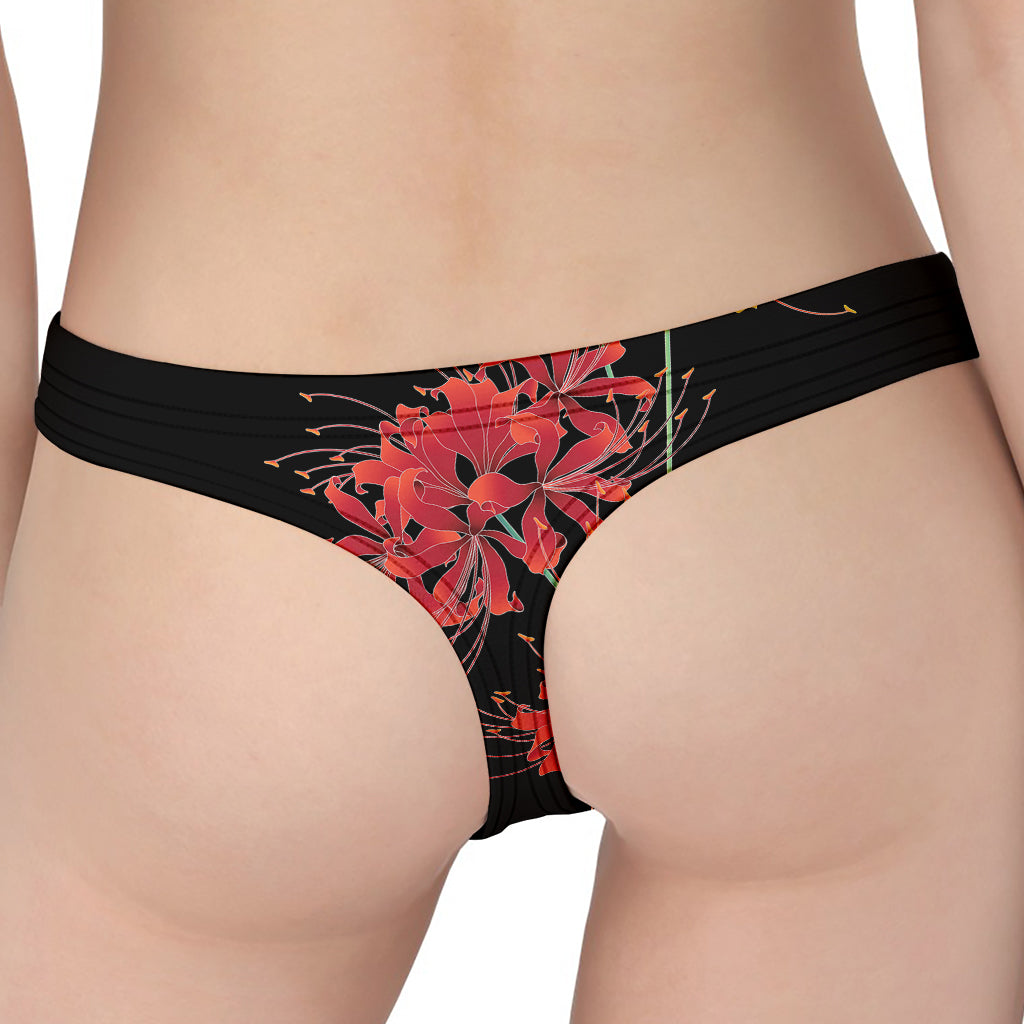 Red And Yellow Japanese Amaryllis Print Women's Thong