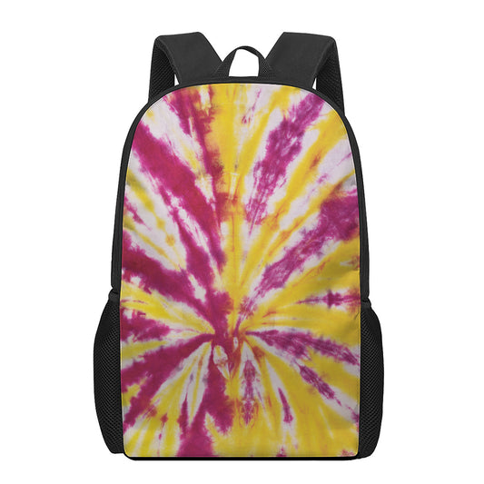 Red And Yellow Spider Tie Dye Print 17 Inch Backpack