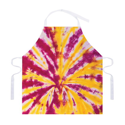 Red And Yellow Spider Tie Dye Print Adjustable Apron