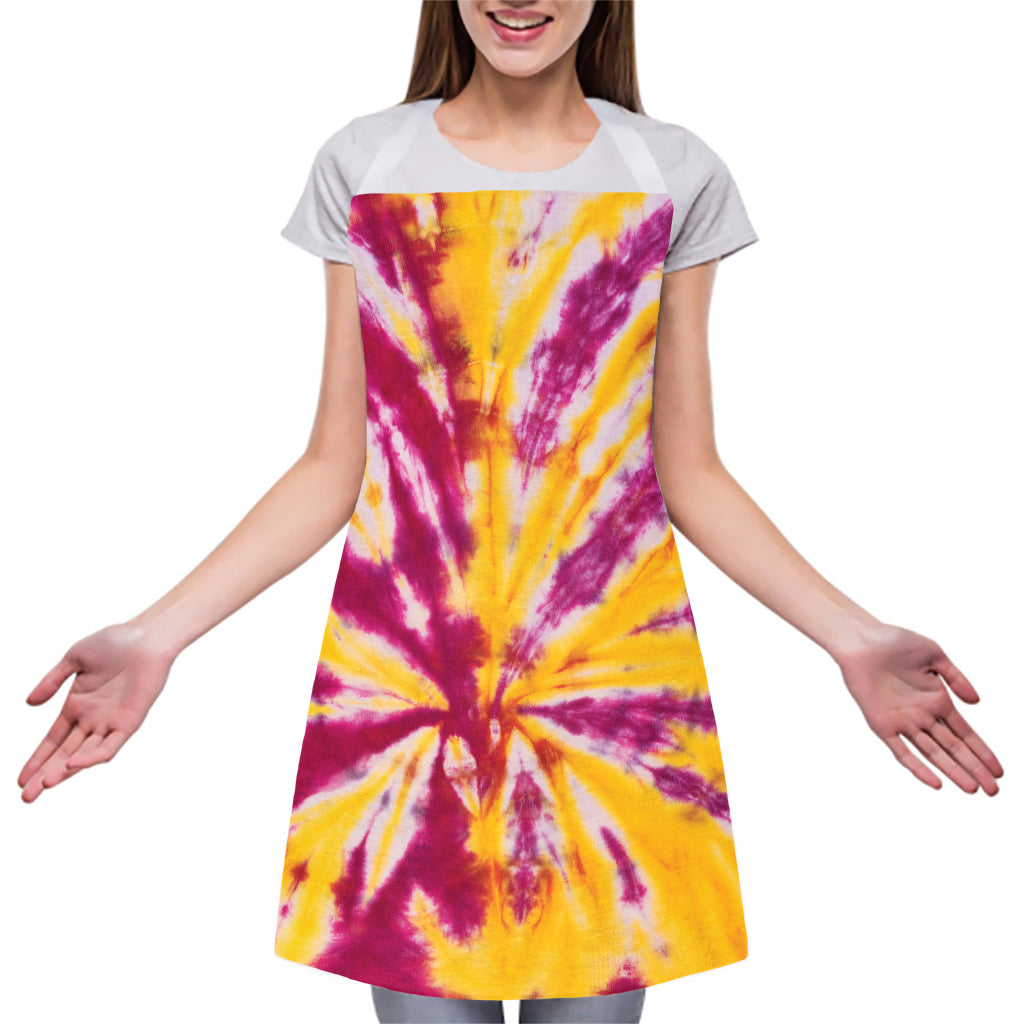 Red And Yellow Spider Tie Dye Print Adjustable Apron