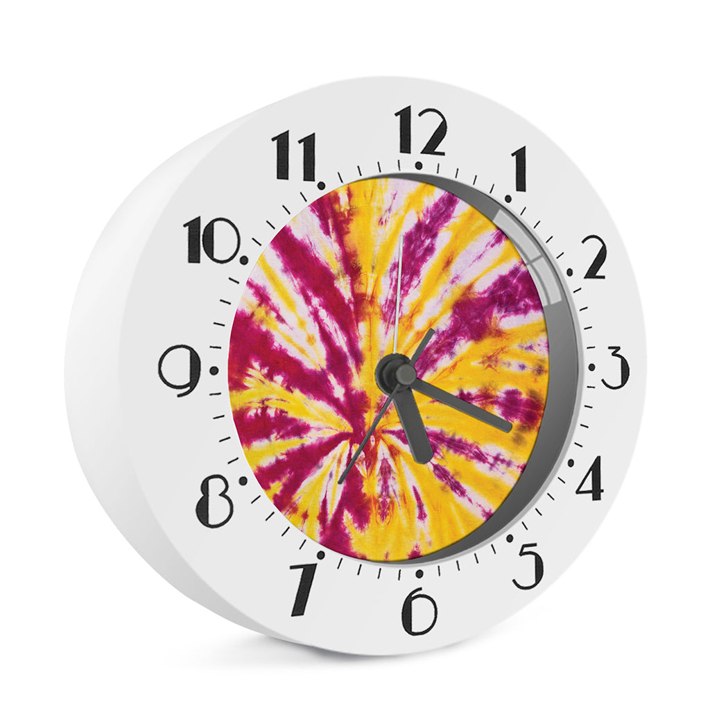 Red And Yellow Spider Tie Dye Print Alarm Clock