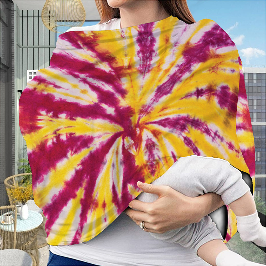 Red And Yellow Spider Tie Dye Print Baby Seat Cover