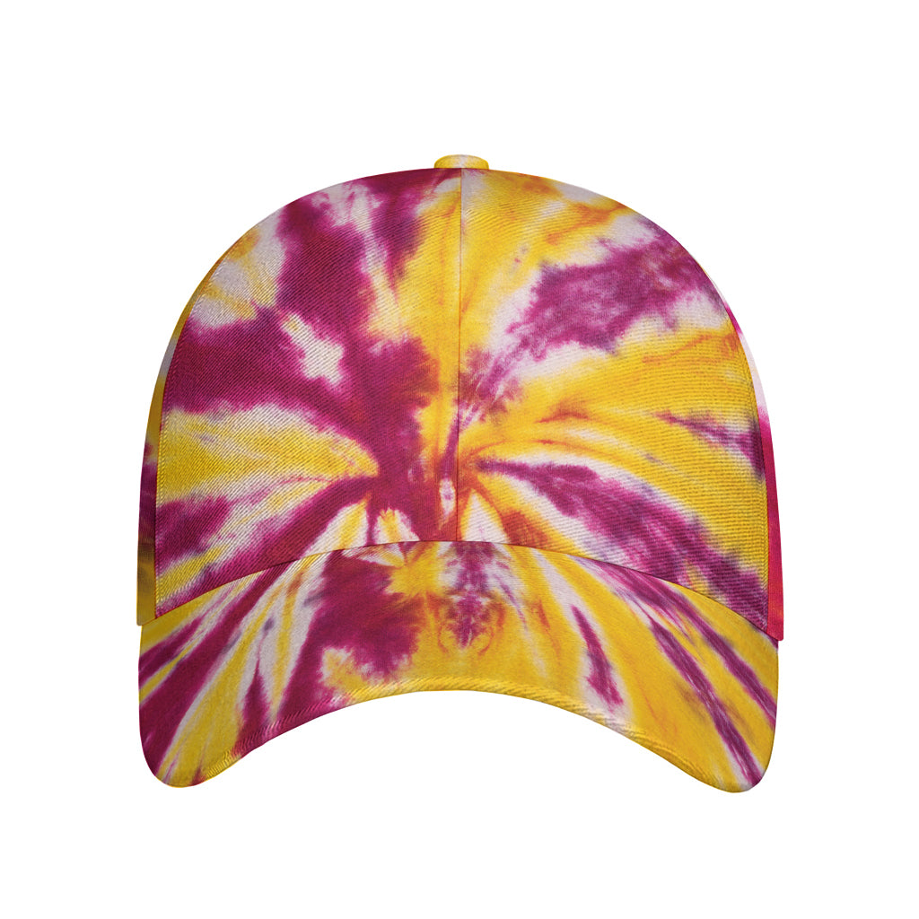 Red And Yellow Spider Tie Dye Print Baseball Cap