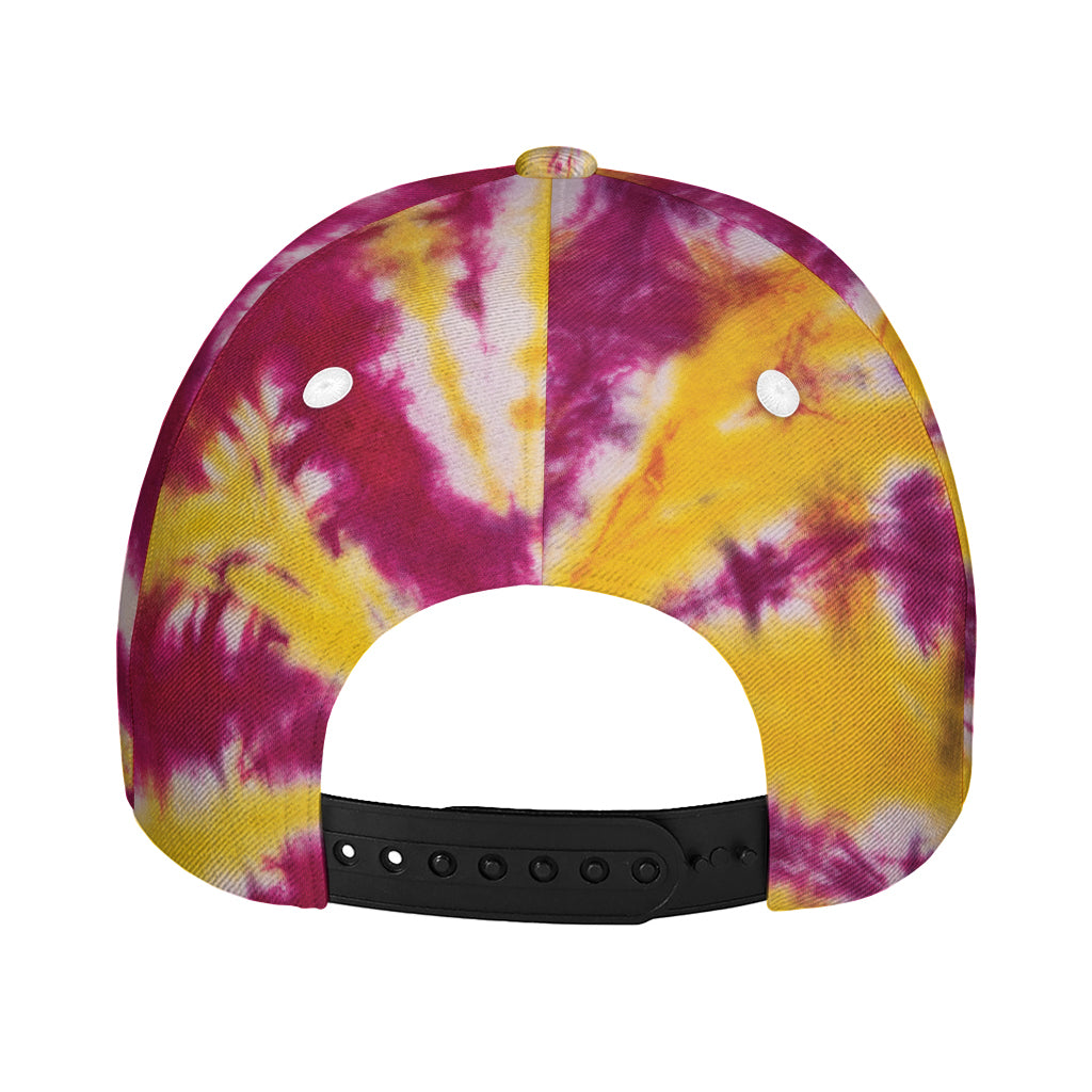 Red And Yellow Spider Tie Dye Print Baseball Cap