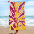 Red And Yellow Spider Tie Dye Print Beach Towel