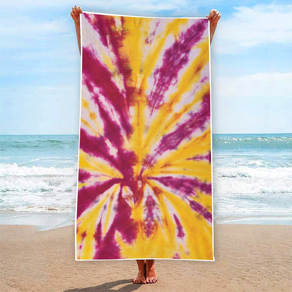Red And Yellow Spider Tie Dye Print Beach Towel