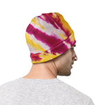 Red And Yellow Spider Tie Dye Print Beanie
