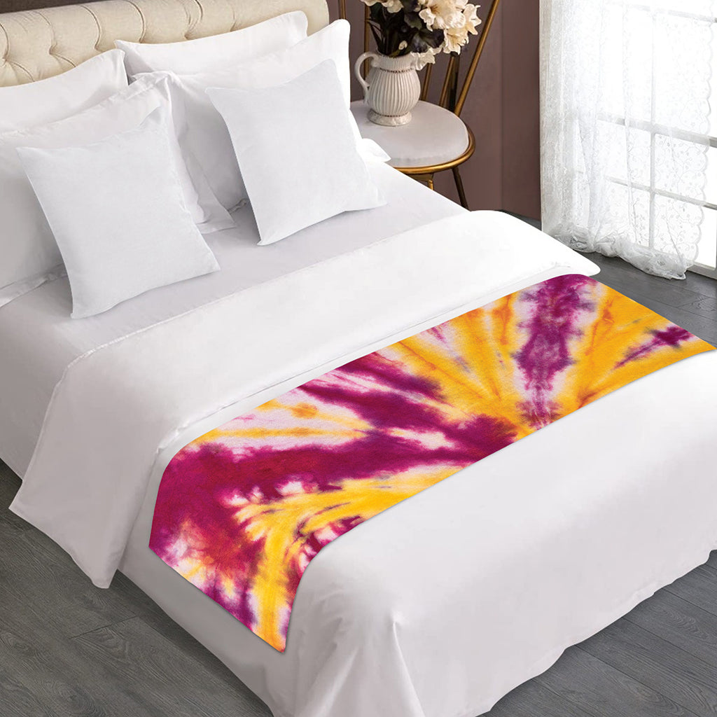 Red And Yellow Spider Tie Dye Print Bed Runner